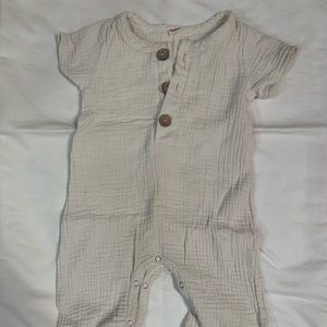 Linen Onesie with Wood Buttons